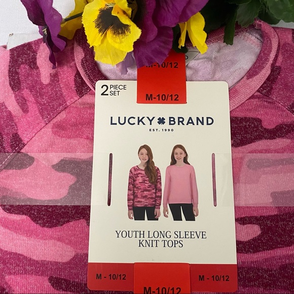 Lucky Brand Girls 2-Pack Long Sleeve Tee Knit Tops, NWT - Picture 3 of 4